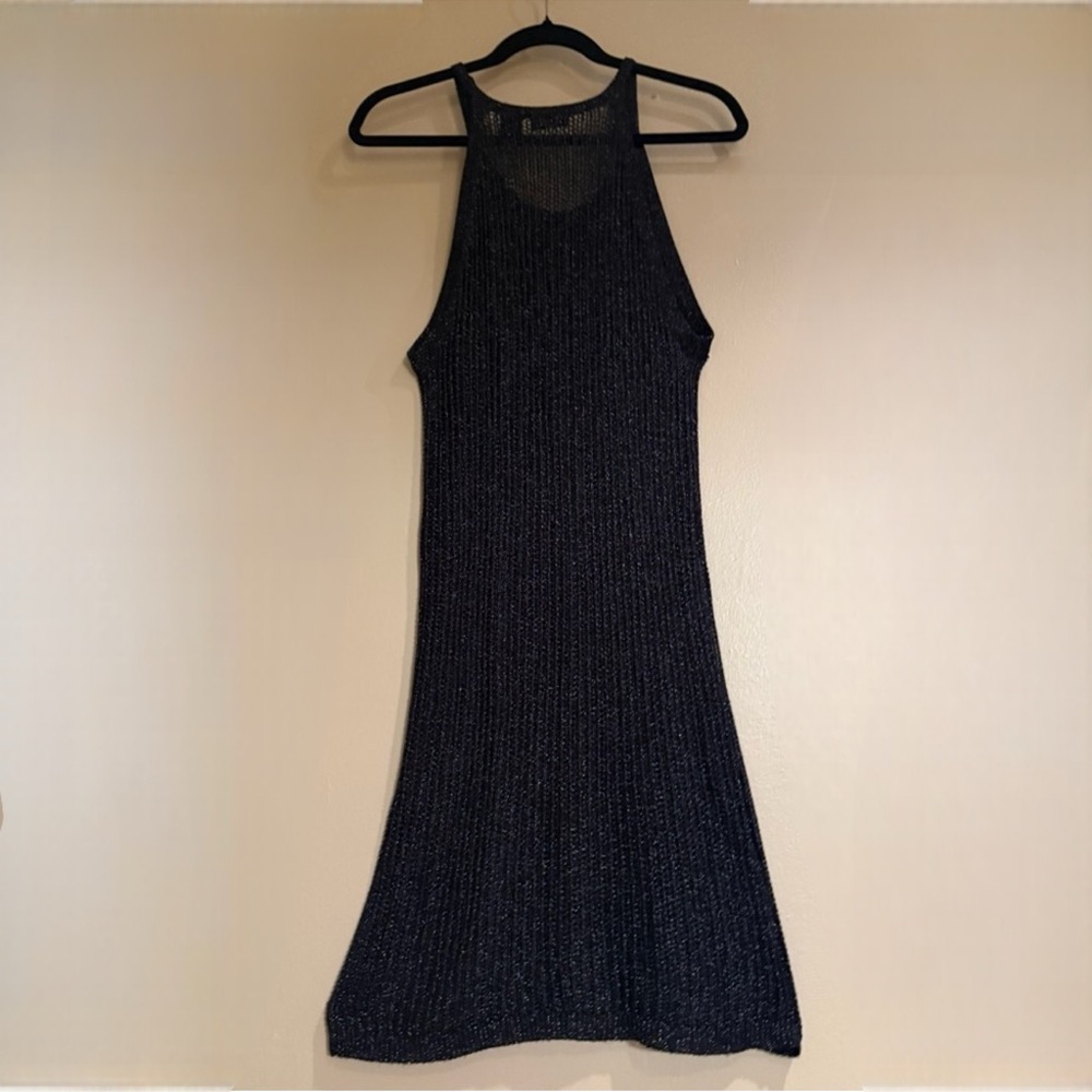 Tahari Black Sparkly Crochet/Knit Cover Up Midi Dress